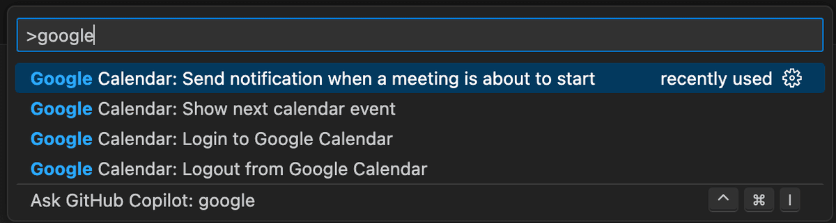 VSCode Google Calendar Extension